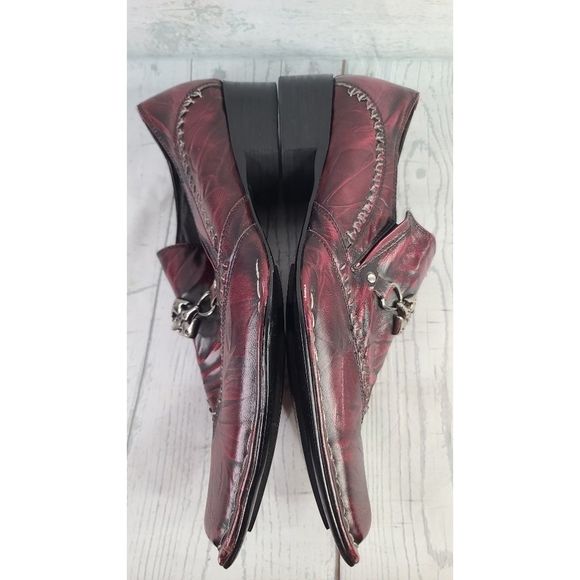 Moretti Black Label 10 Medium Burgundy Leather Buckle Slip On Square Toe Loafer